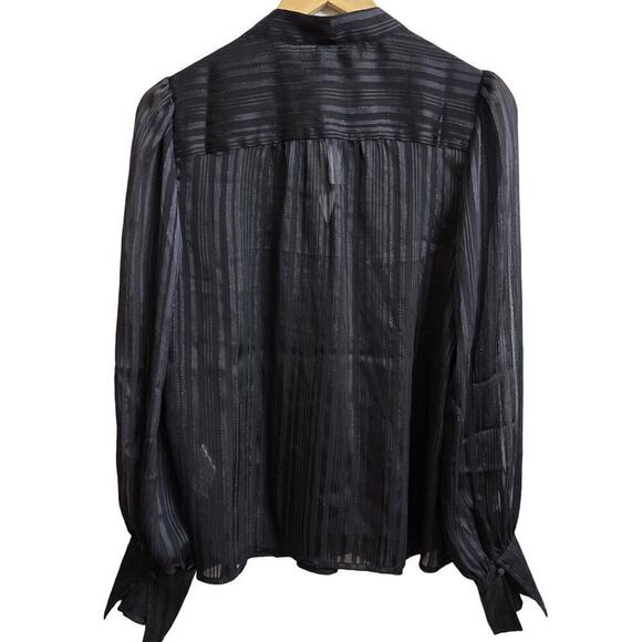 NWT Banana Republic Black Striped Sheer Blouse M Dark Romantic Whimsigoth Witchy - Picture 8 of 11